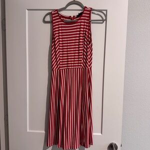 Orange and White Striped Sleeveless Dress